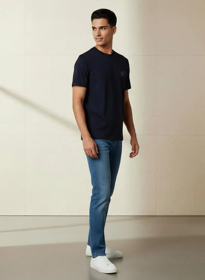 Emperor Emperor Men Regular Fit Crew Neck Short Sleeve Badge Accent T-shirt